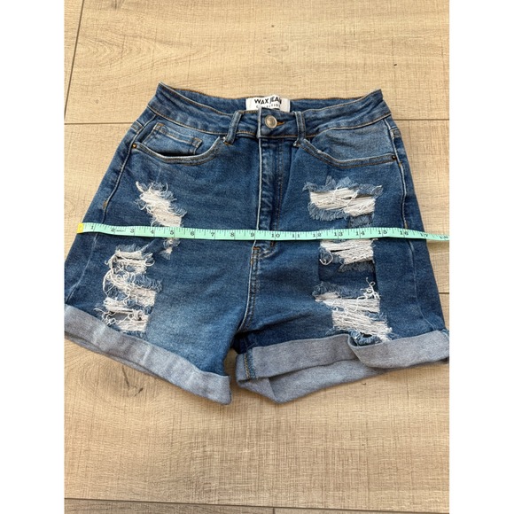 Wax Jean Collection Women Wash Distressed High Waisted Denim Shorts Size M - Picture 5 of 6